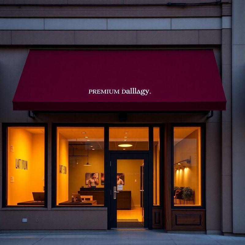 Heritage Vaughn exterior at dusk on Cedar Springs Road with warm interior light