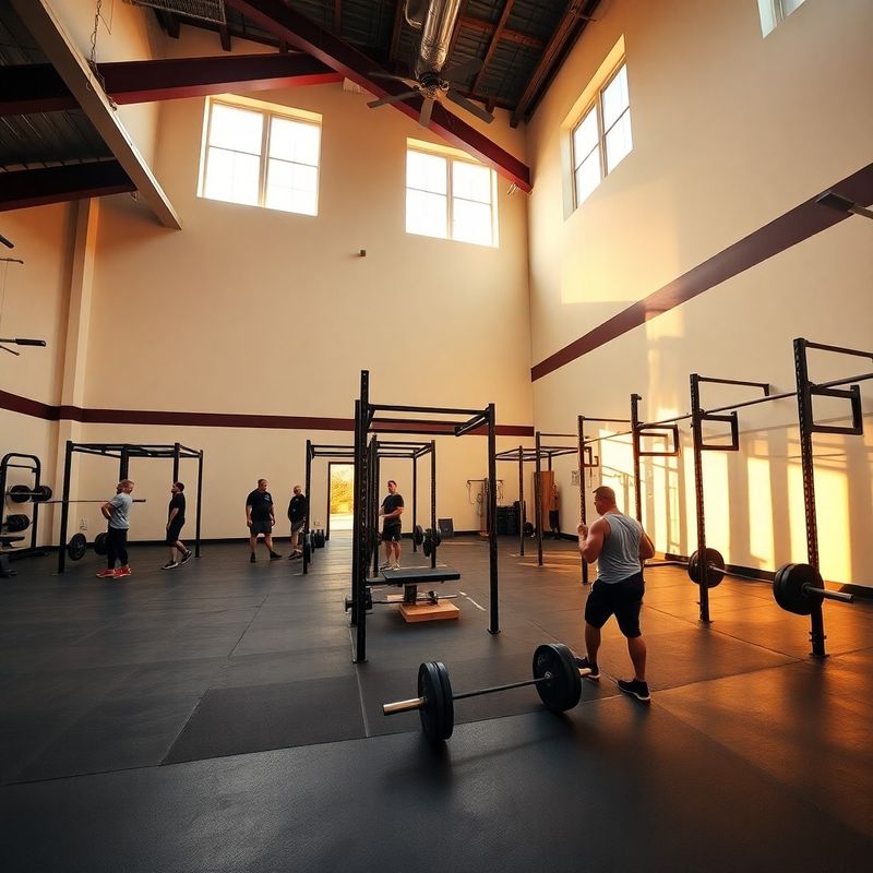 Members training on the Heritage Vaughn floor at golden hour